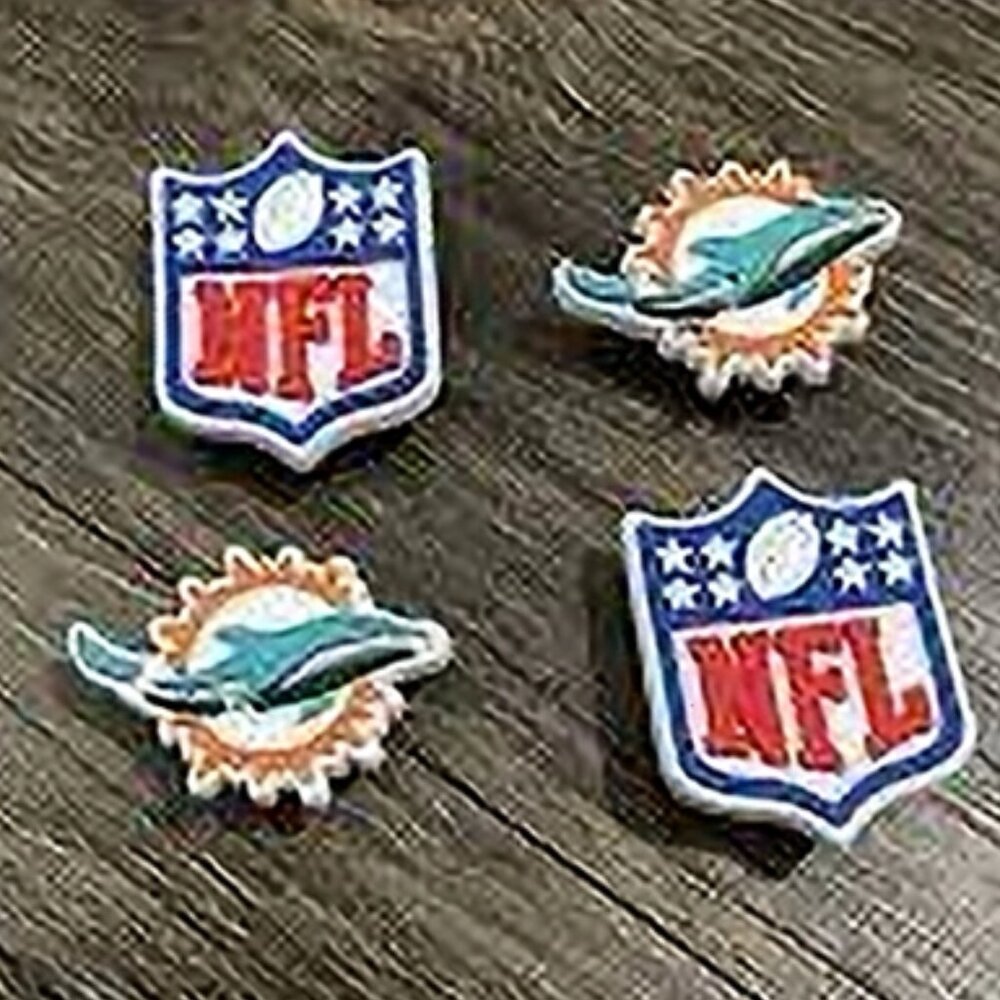 MIAMI DOLPHINS NFL SET OF 4 SHOE CHARMS FOR CROCS